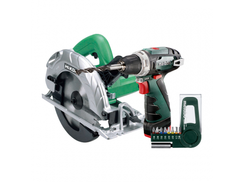 HIKOKI Циркуларна пила 190mm 1,050W + Powermaxx BS Basic 12V + Сет 9 бита